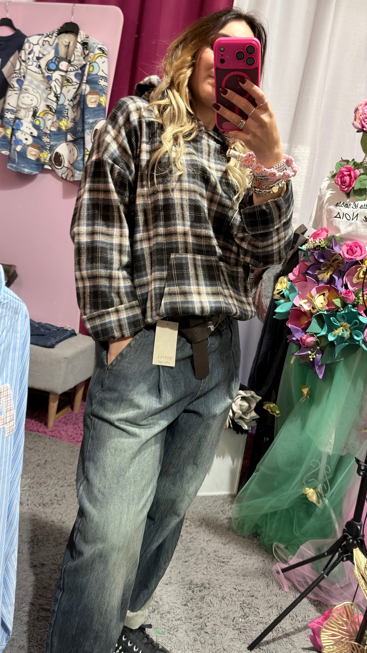 Camicia tartan effetto felpa