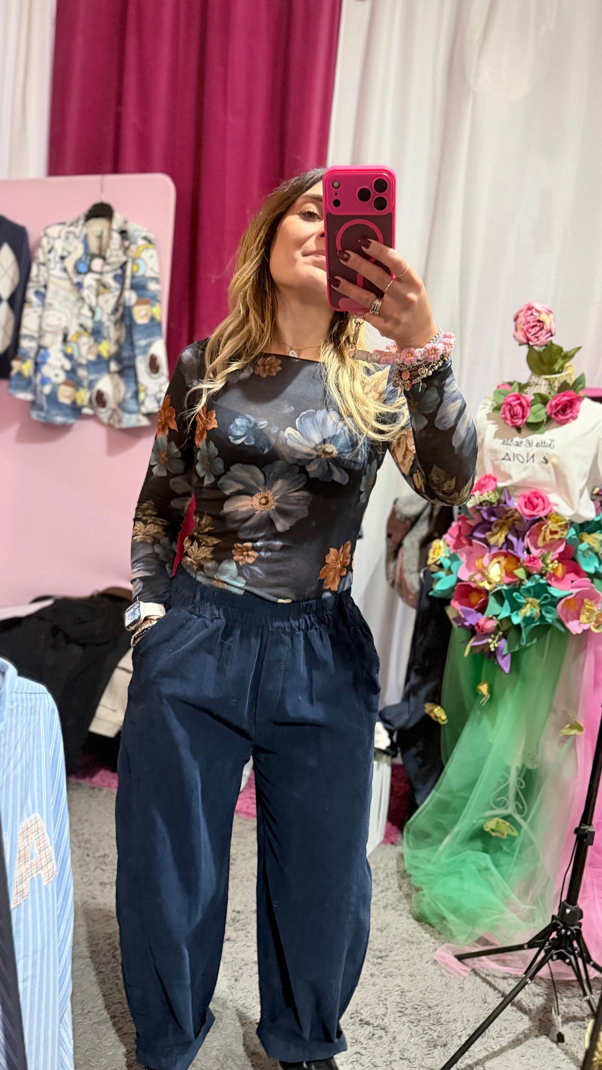 Pantalone blu costine velluto