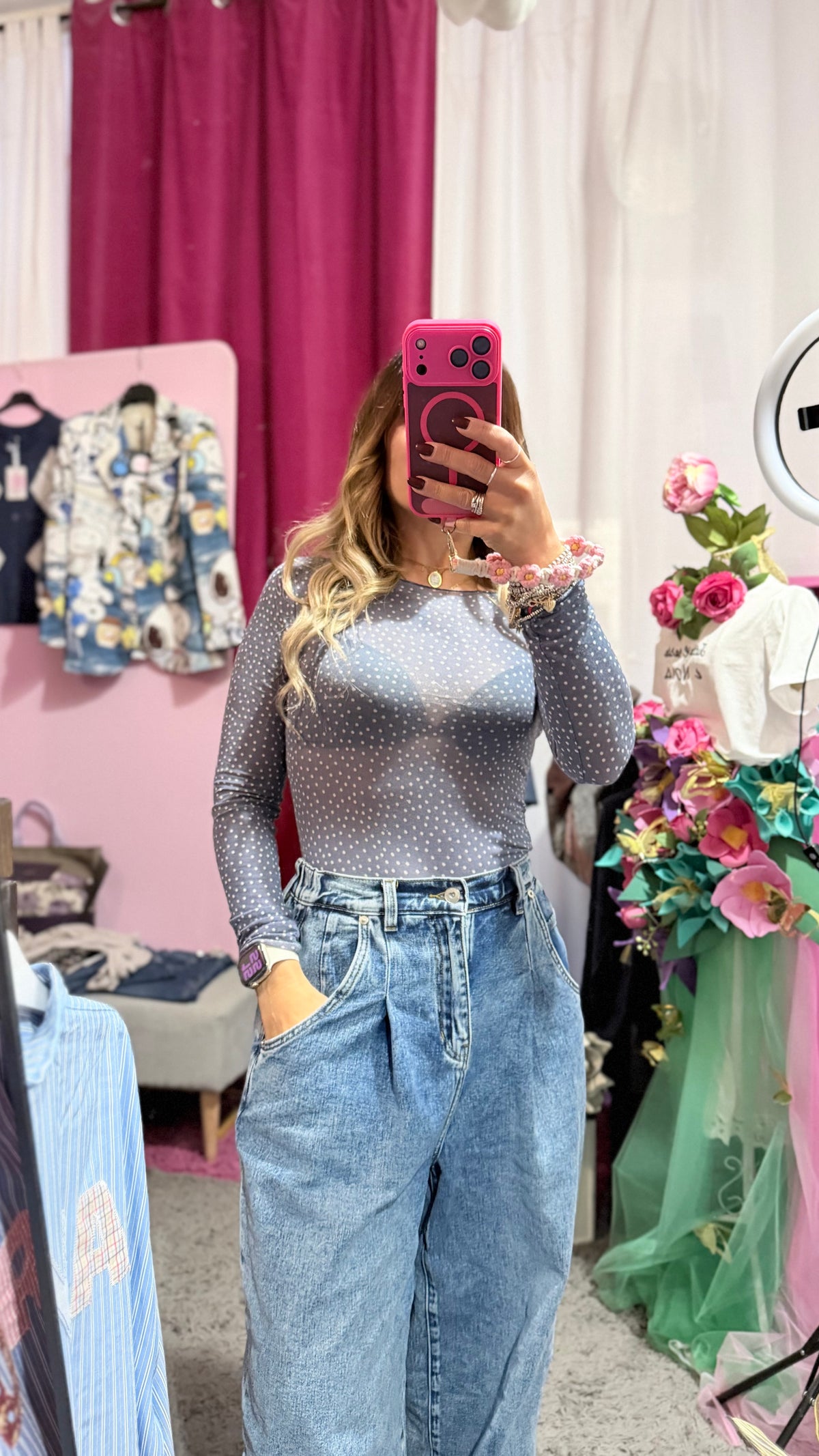 Cashmirina pois azzurra