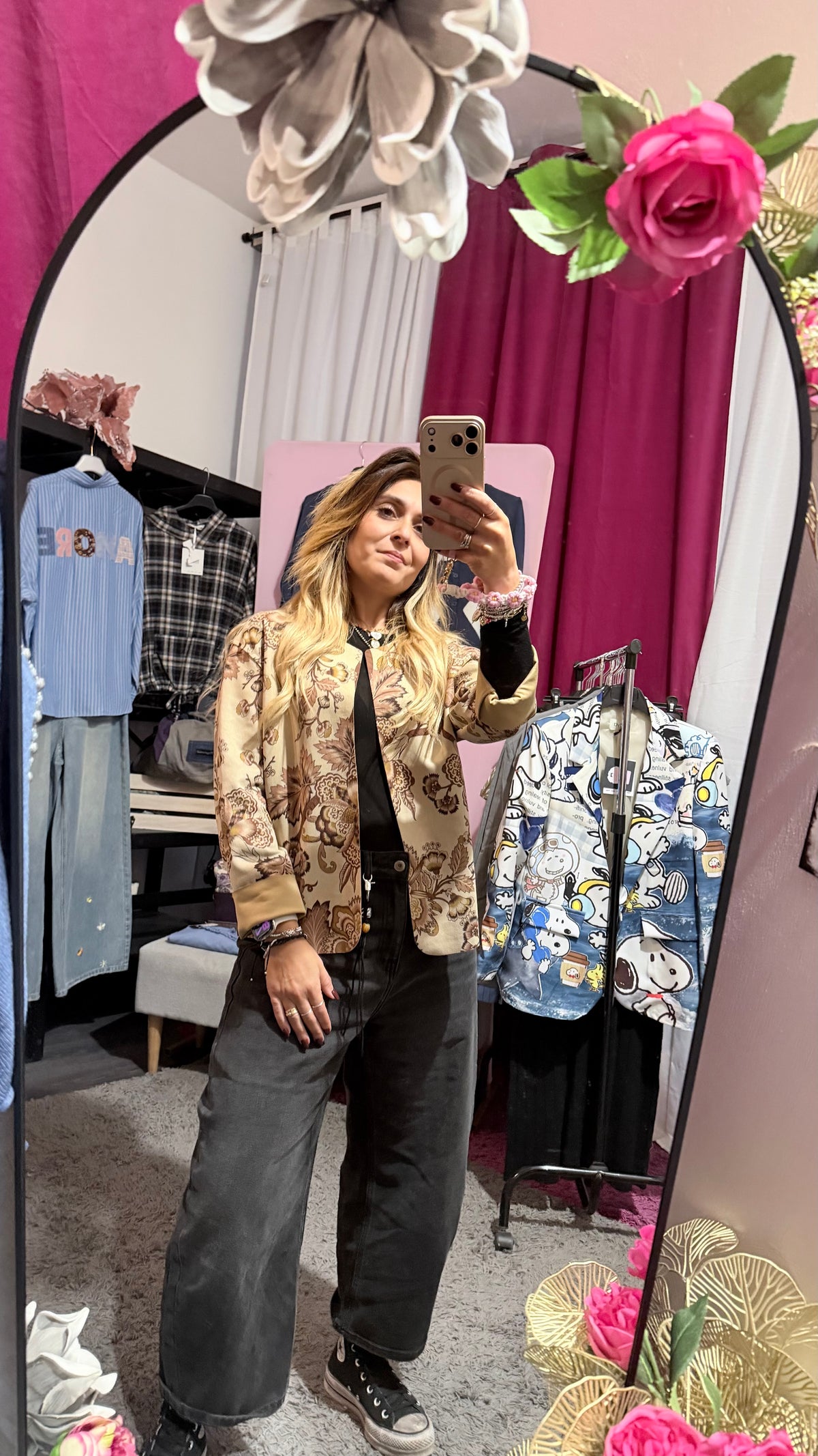 Blazer scamosciato fantasia panna