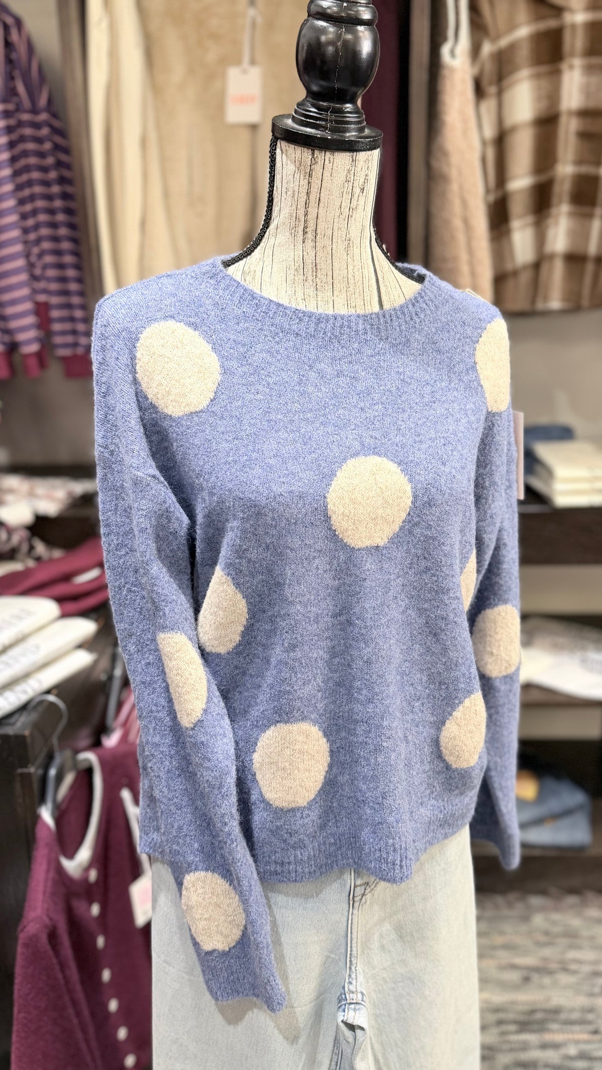 Pull con pois azzurro