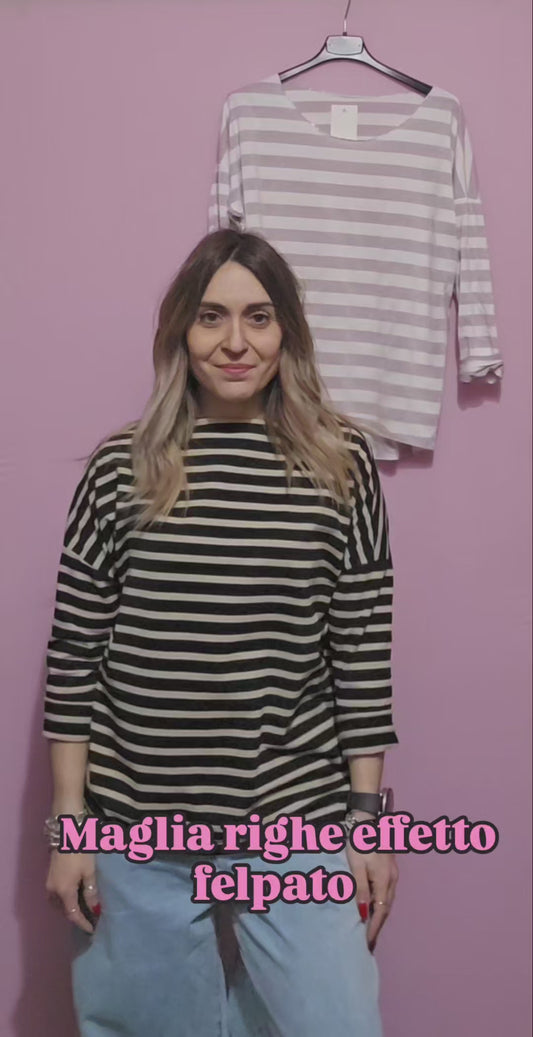 Maglia righe felpata