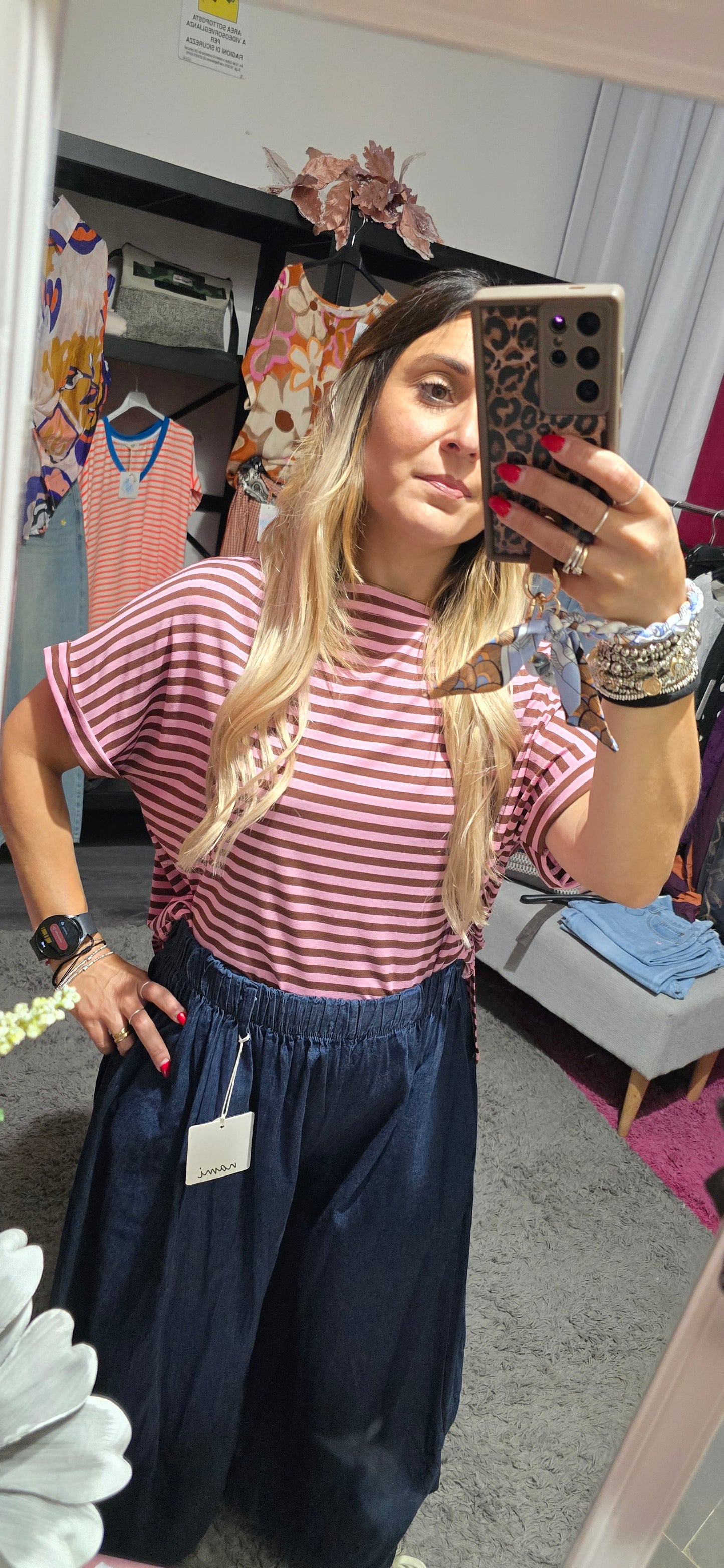 Maglia righe rosa moro