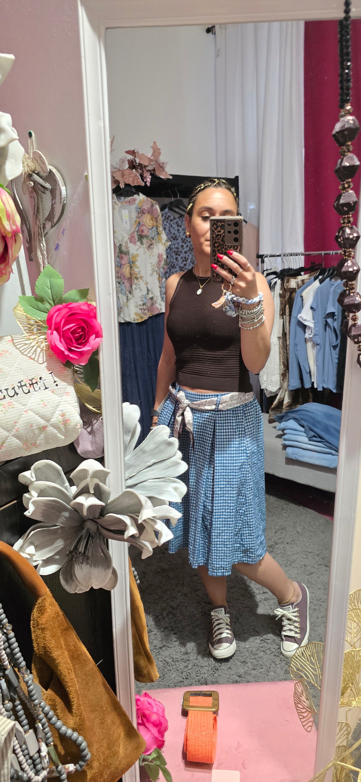 Bermuda quadretto con foulard
