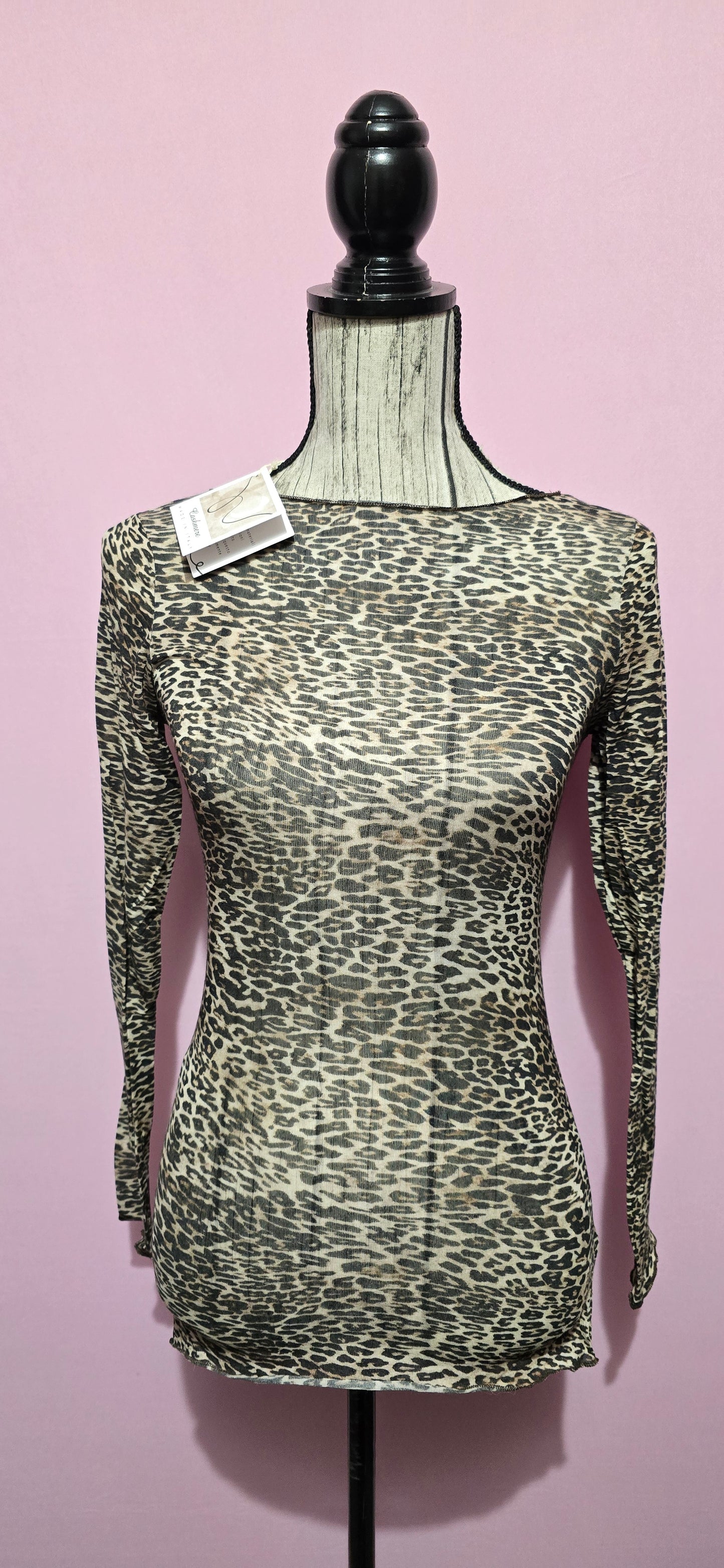 Magliettina misto cashmere animal print