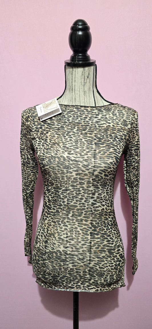 Magliettina misto cashmere animal print
