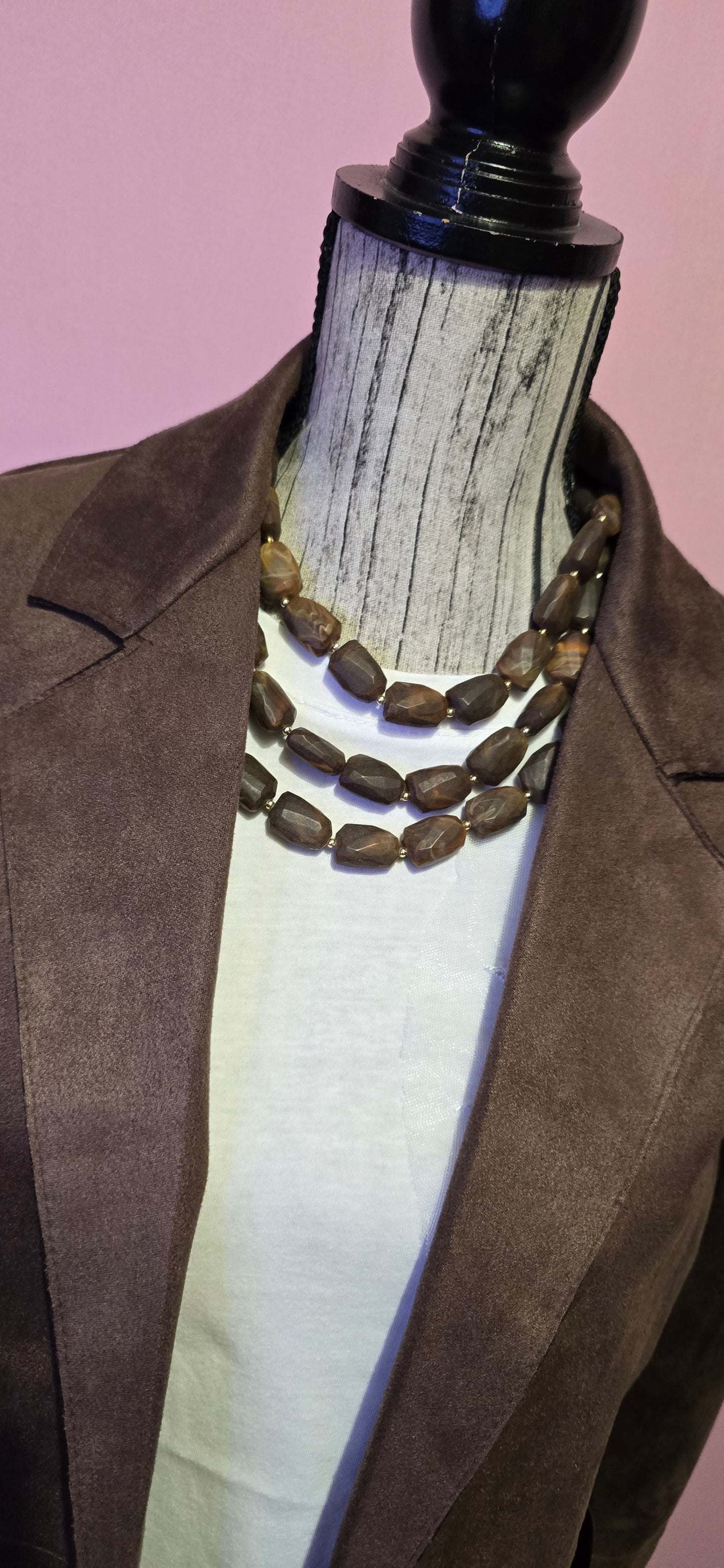 Girocollo 3 fili moro