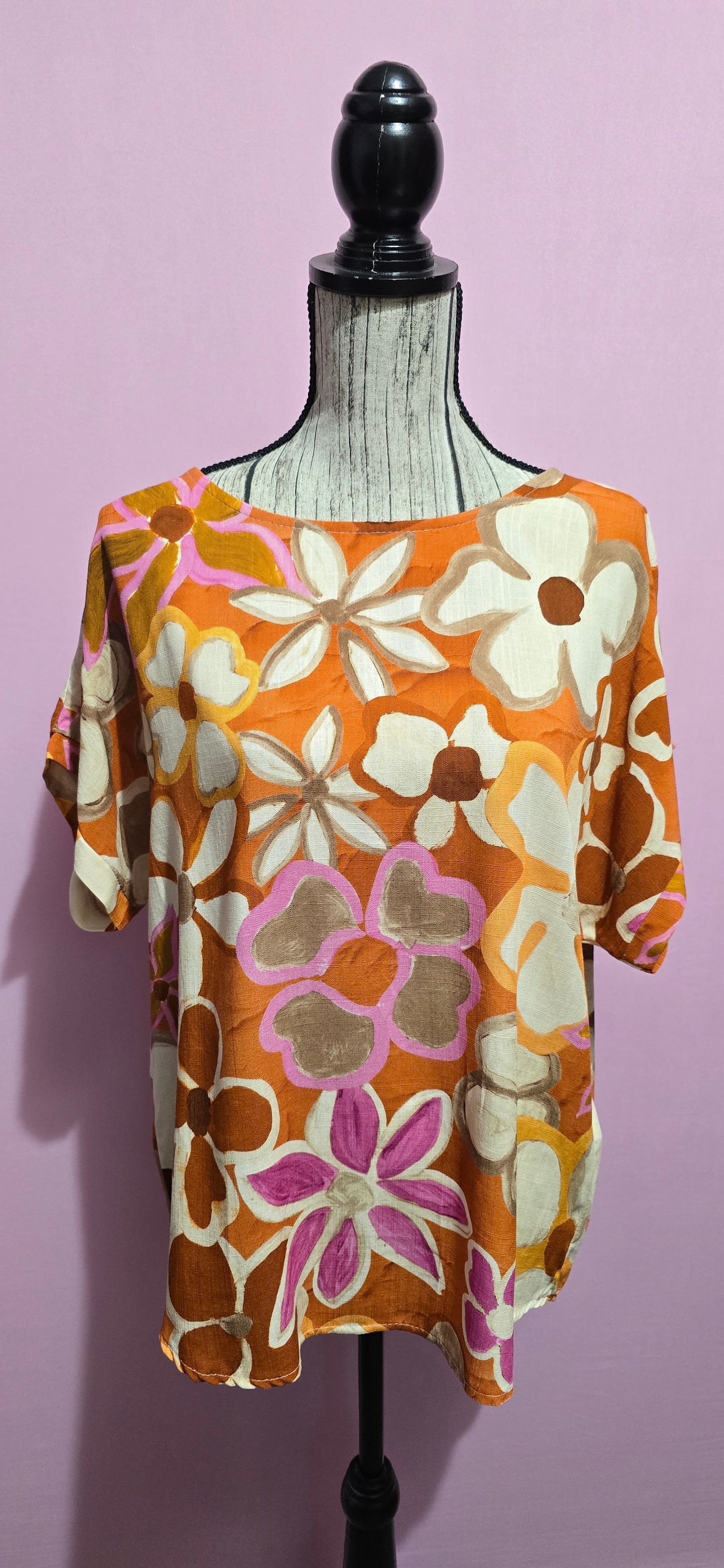 Blusa fiorata arancio