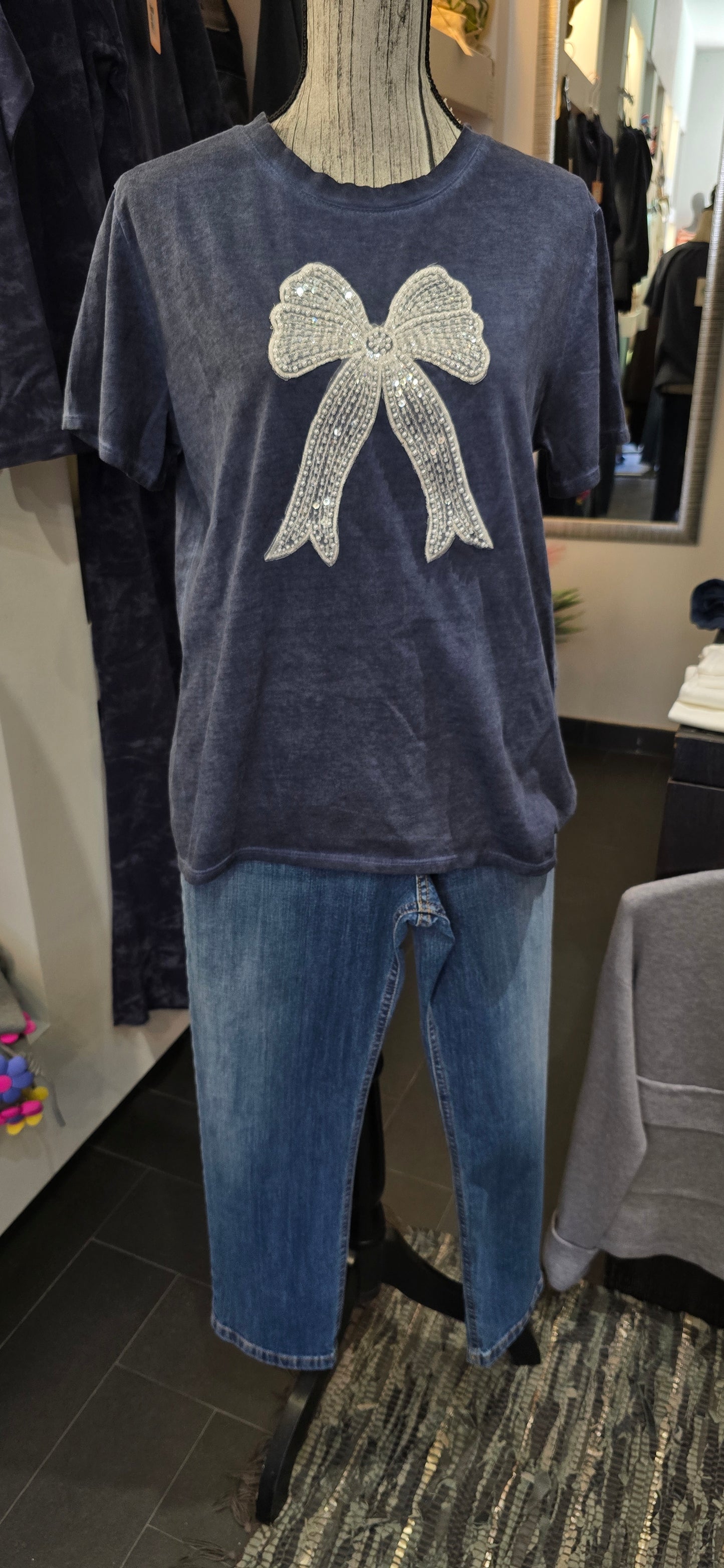 T shirt fiocco blu