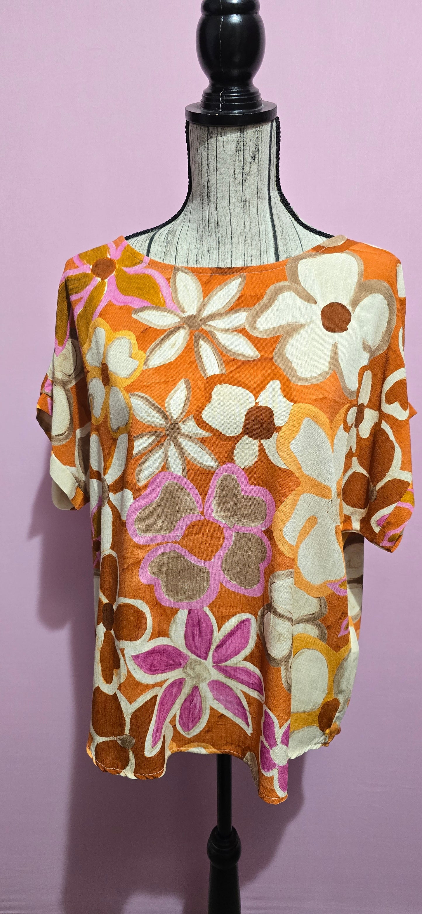 Blusa fiorata arancio