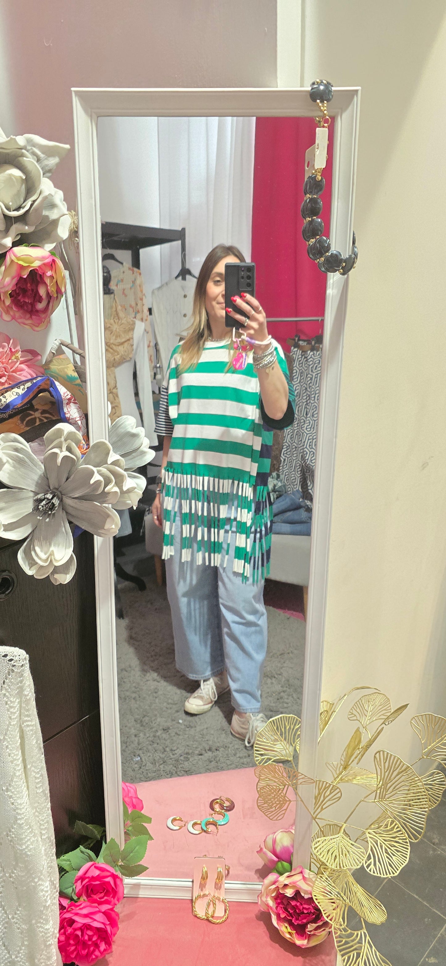 T shirt frange e righe