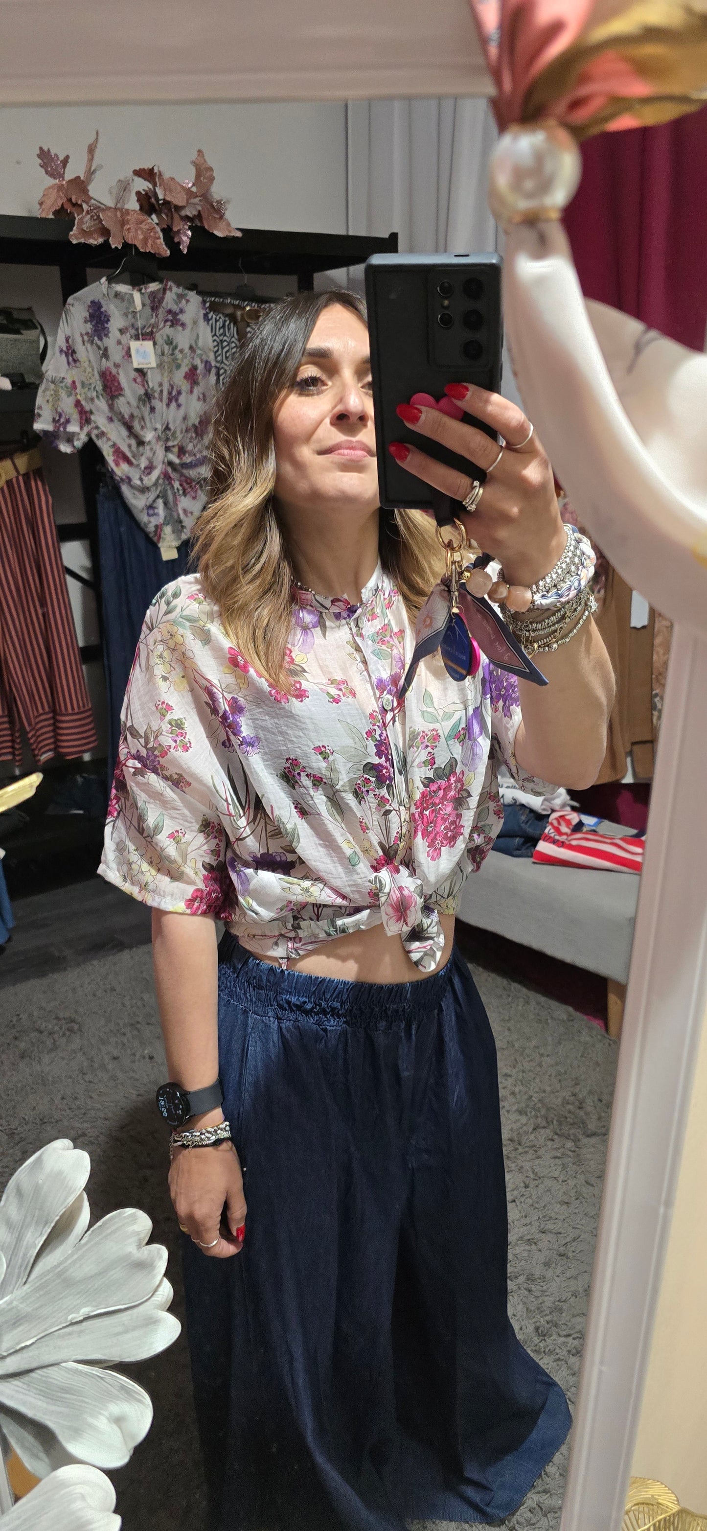 Camicia fiori fucsia