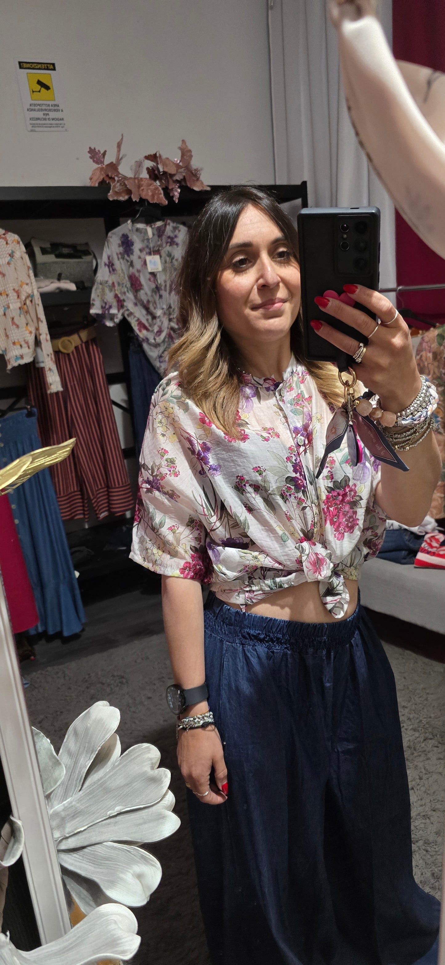 Camicia fiori fucsia