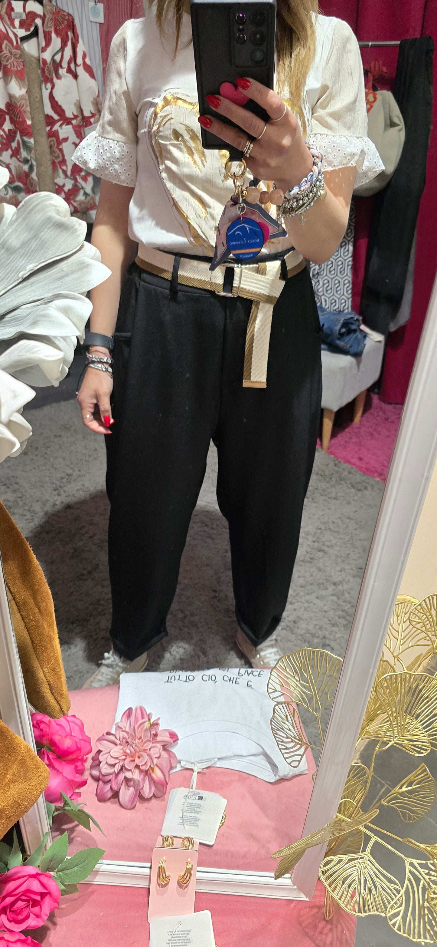 Pantalone nero con cinturino