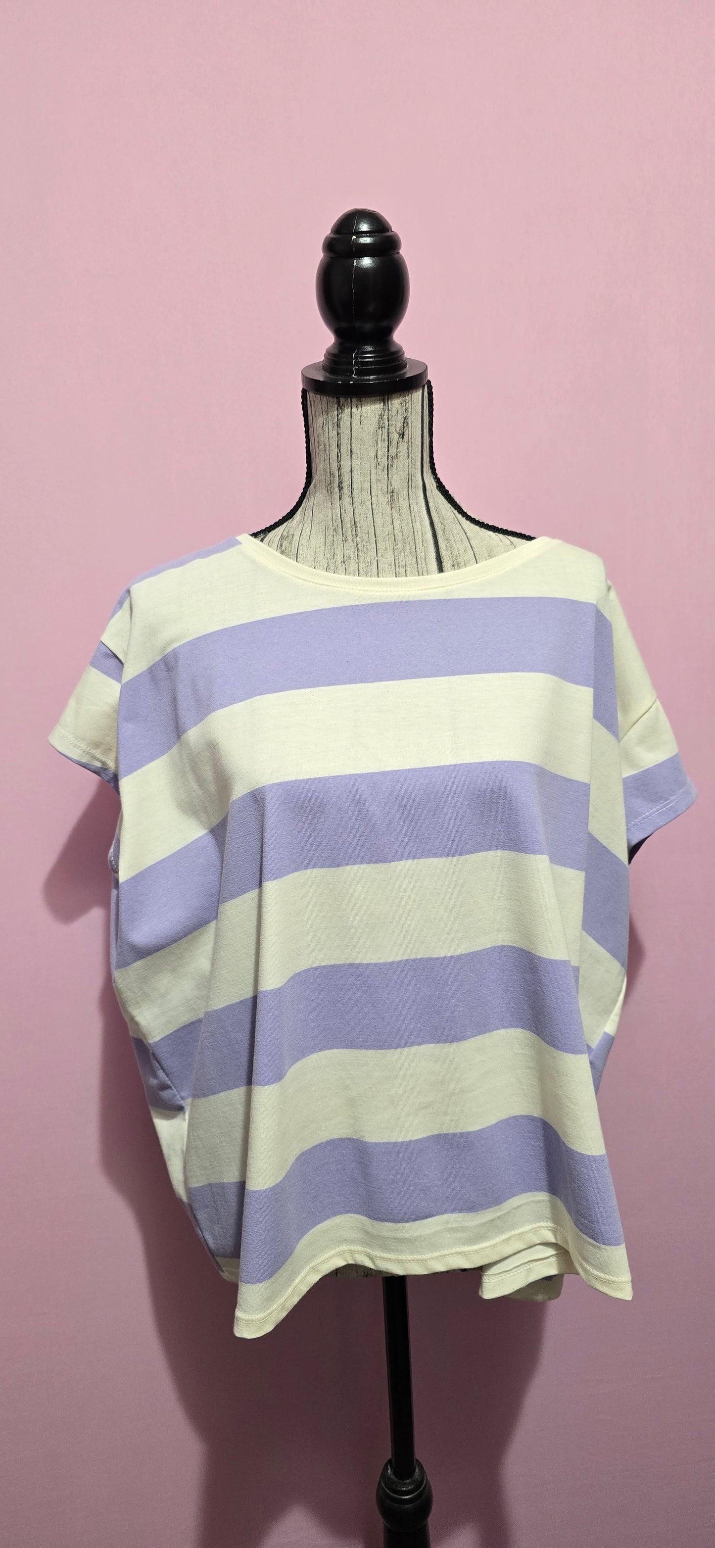T shirt  over righe lilla