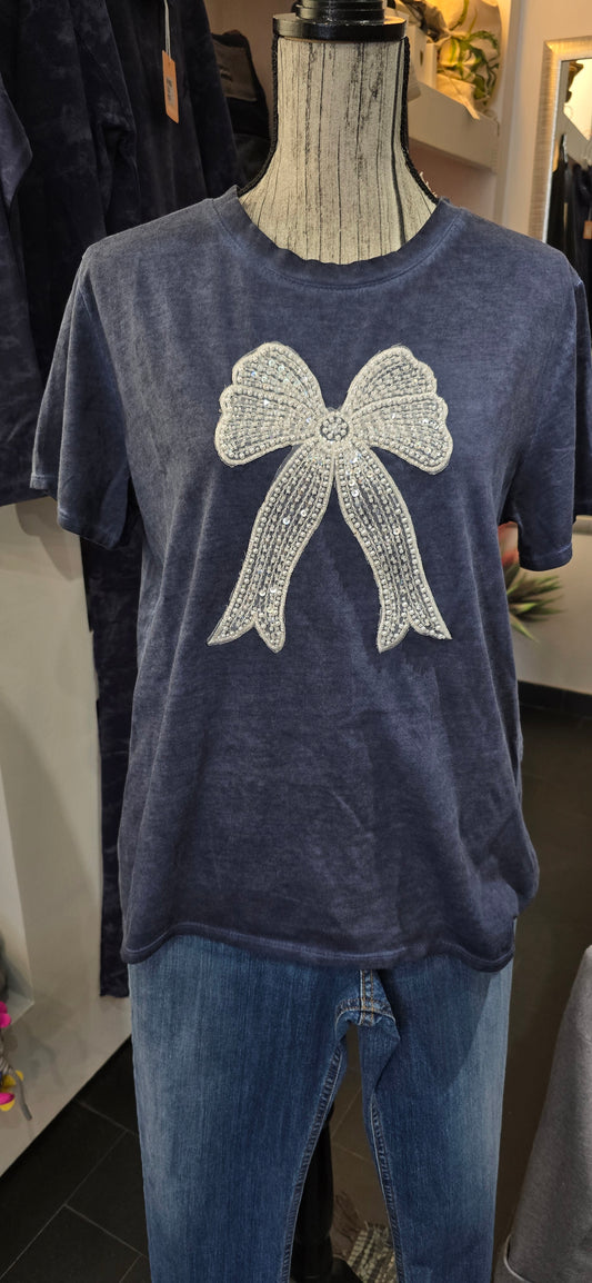 T shirt fiocco blu