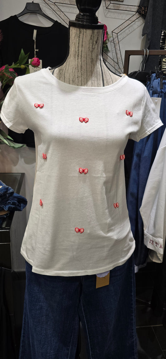 T shirt fiocchetti rossi