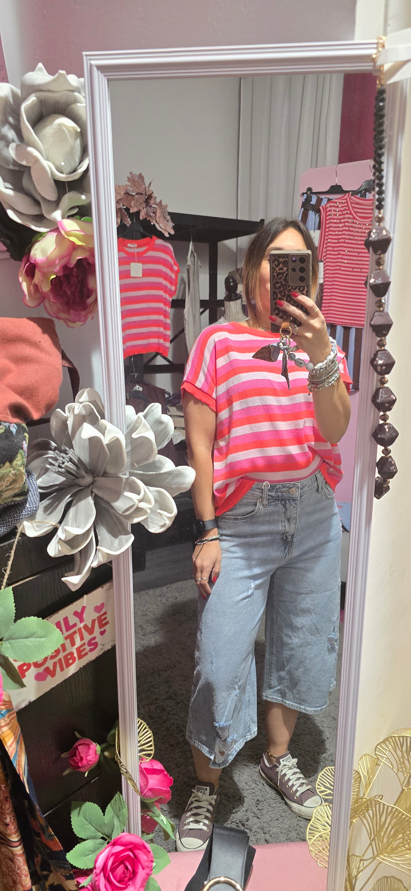 Maglia fucsia righe