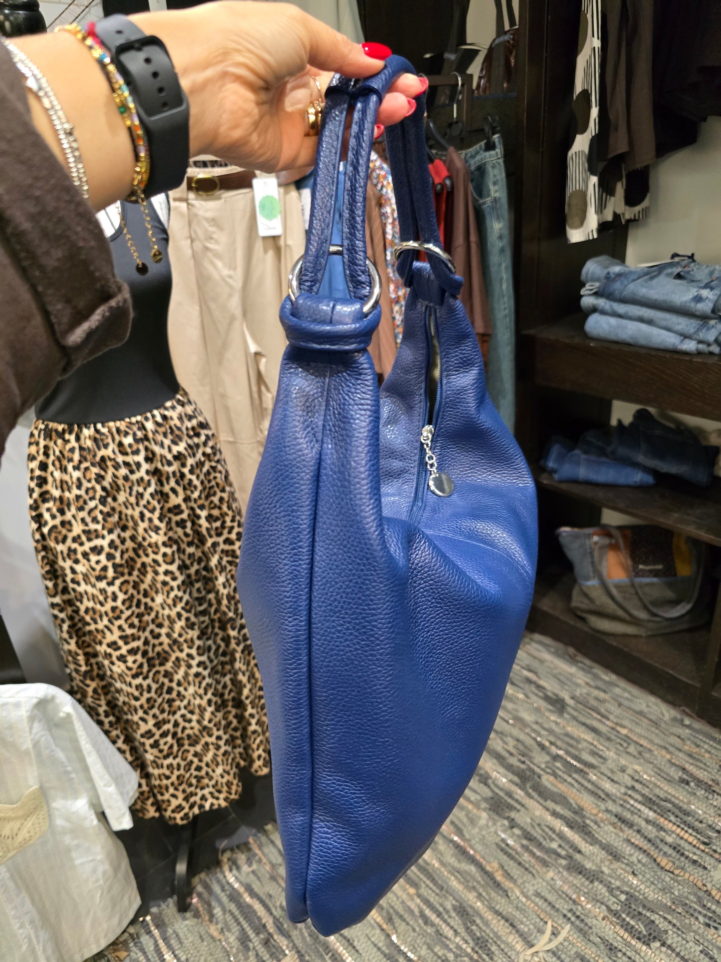 Borsa hobo blu elettrico