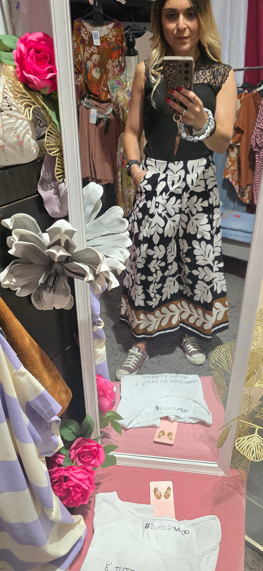 Pantalone calotte fantasia nero