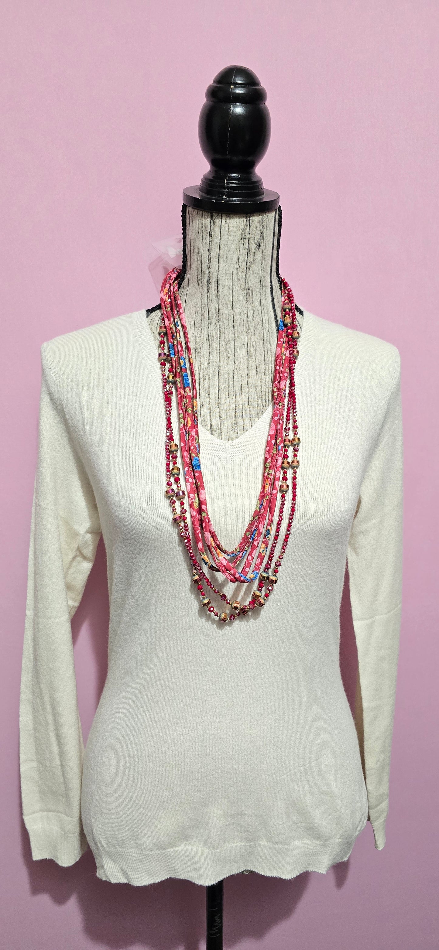 Collana multifilo fragola