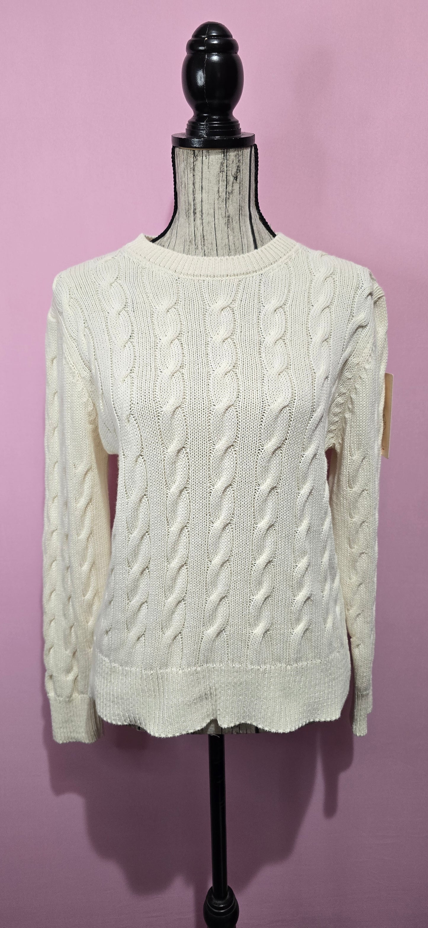 Pull cotone trecce panna