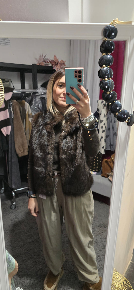 Gilet ecopelliccia moro