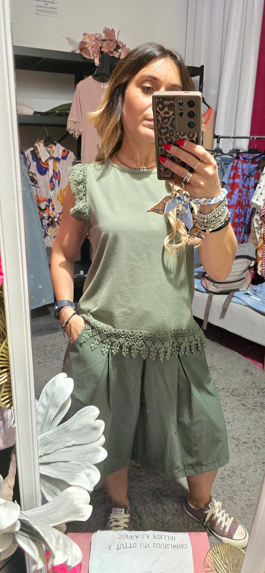 Tshirt verde macramé