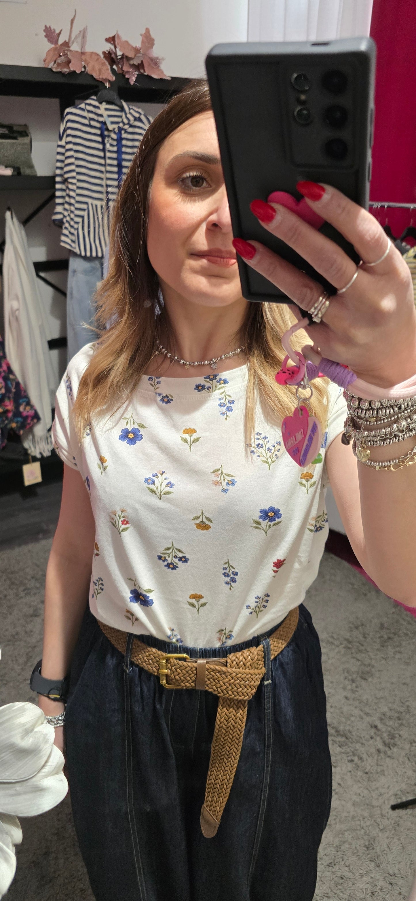 T shirt fiori panna