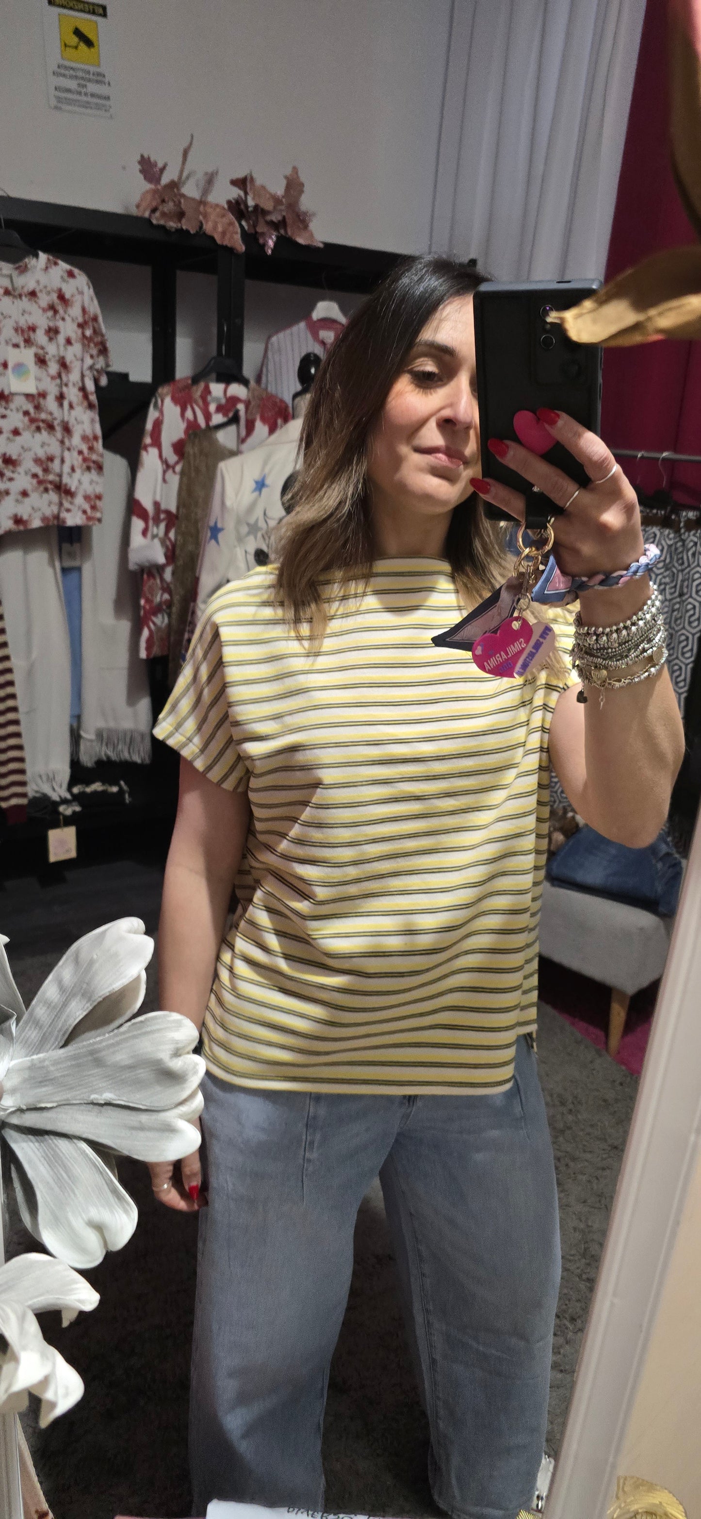 T shirt righe doppia lunghezza yellow