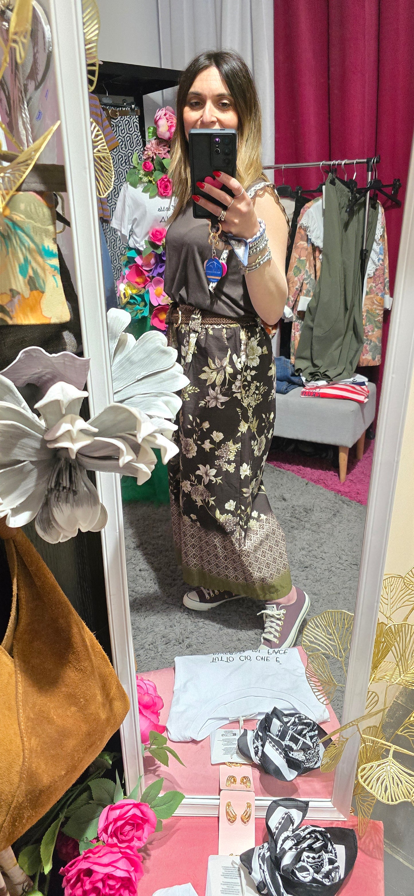 Pantalone palazzo crop fiorato