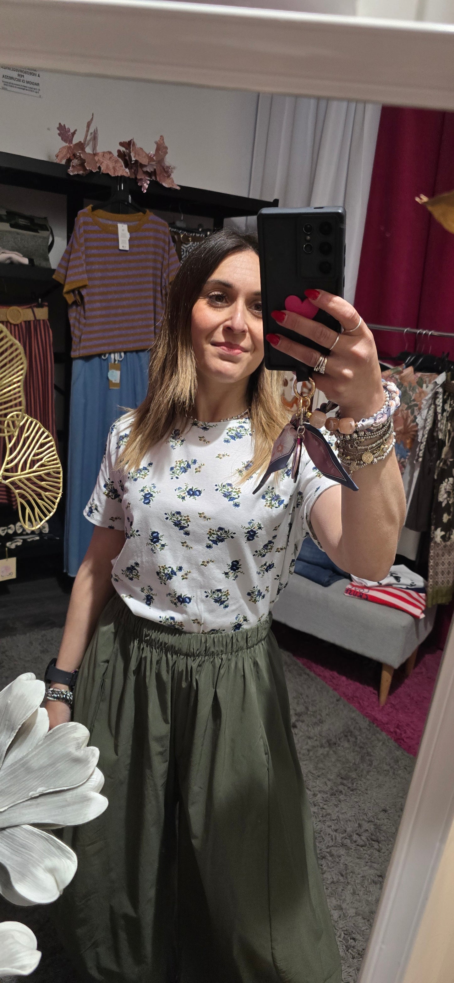 T shirt fiorellini blu