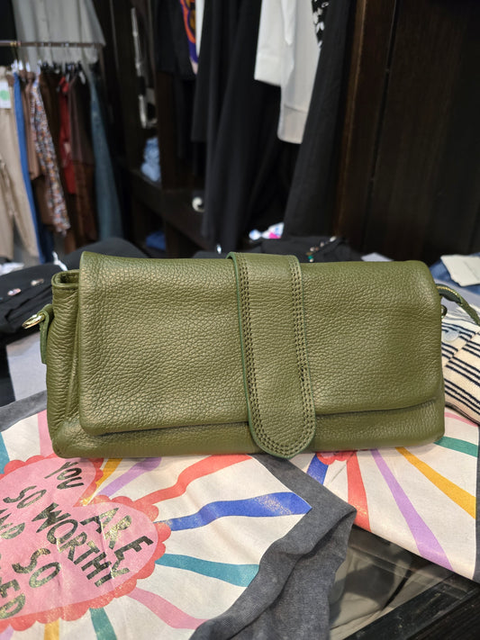 Borsa pelle Deinara verde military