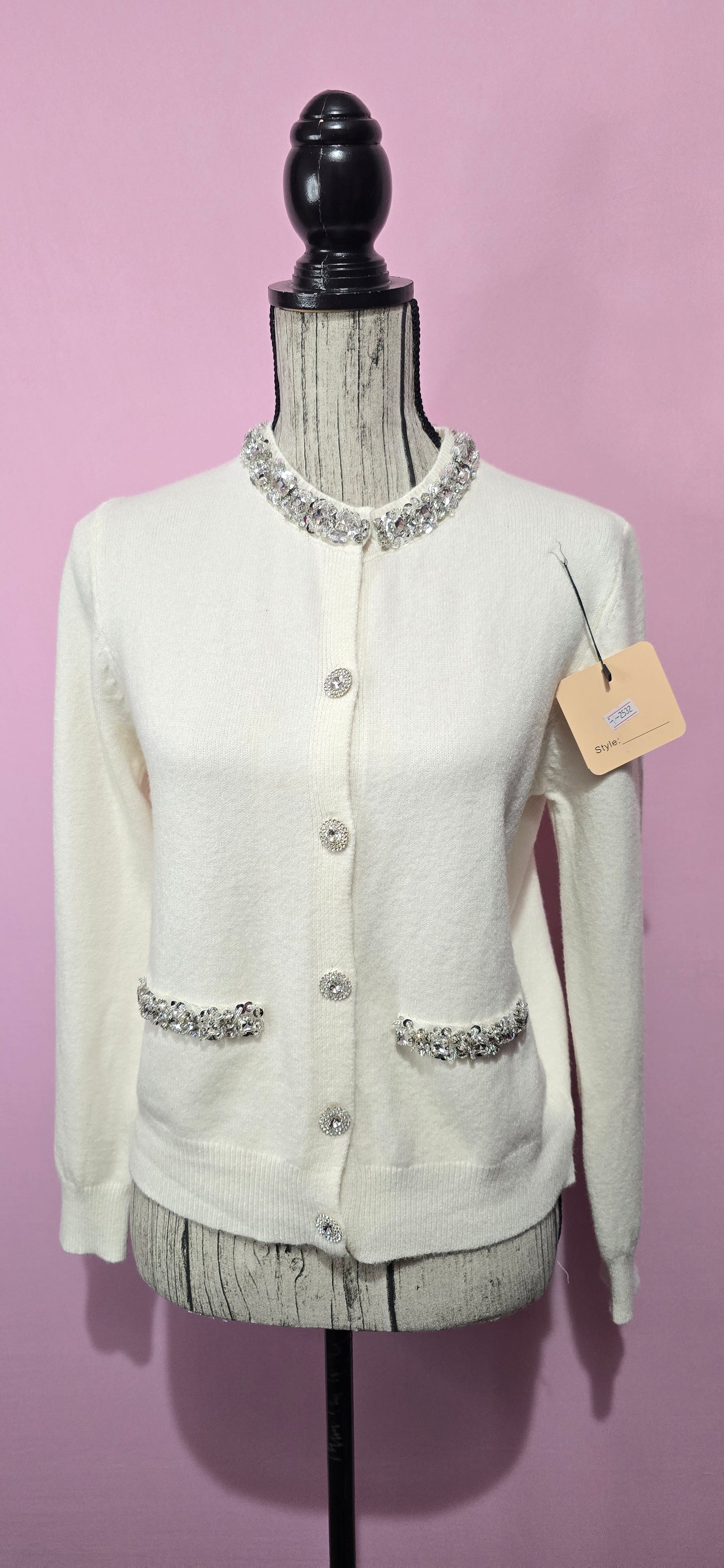 Cardigan celine strass panna