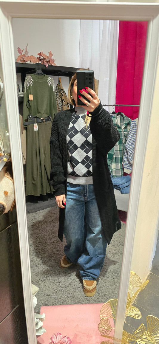 Maxi cardigan nero