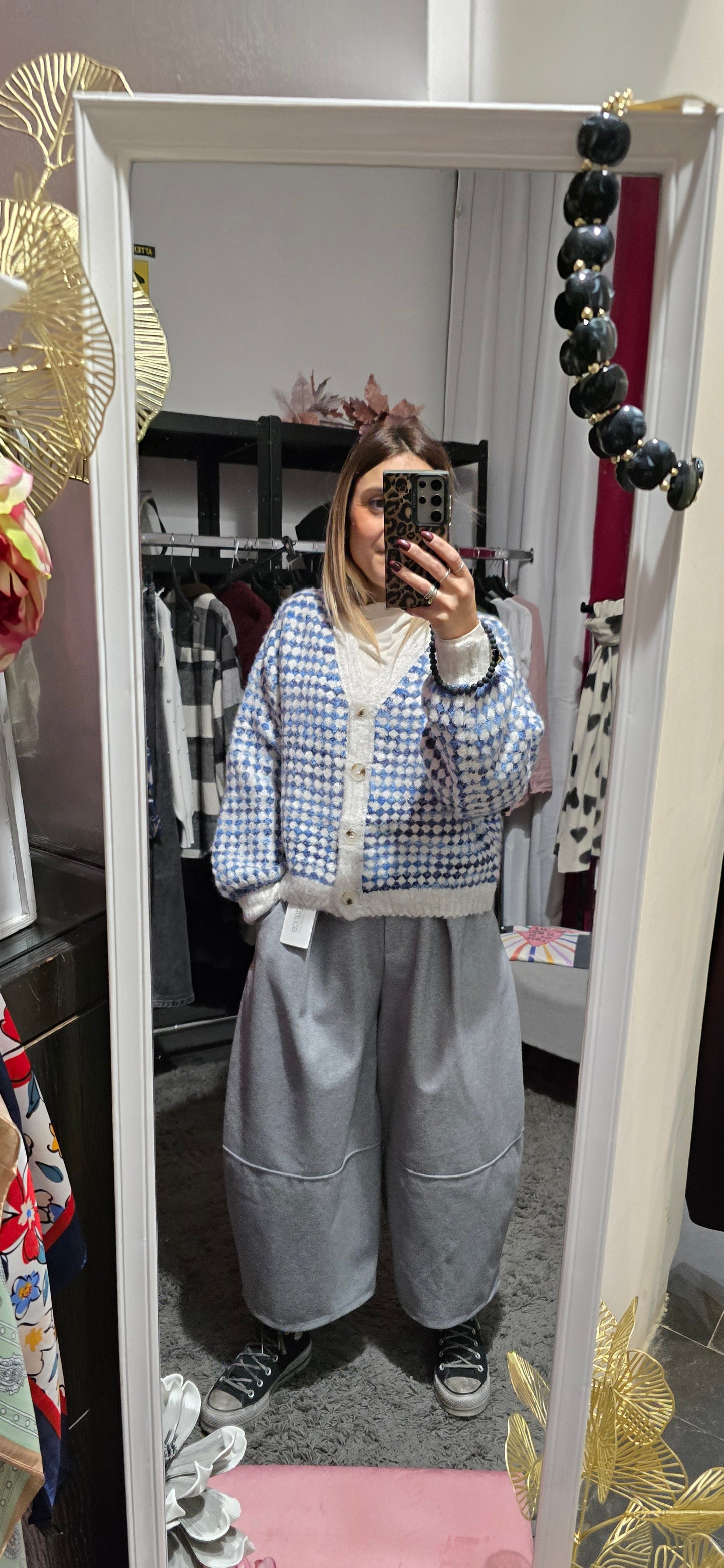 Cardigan melange blu