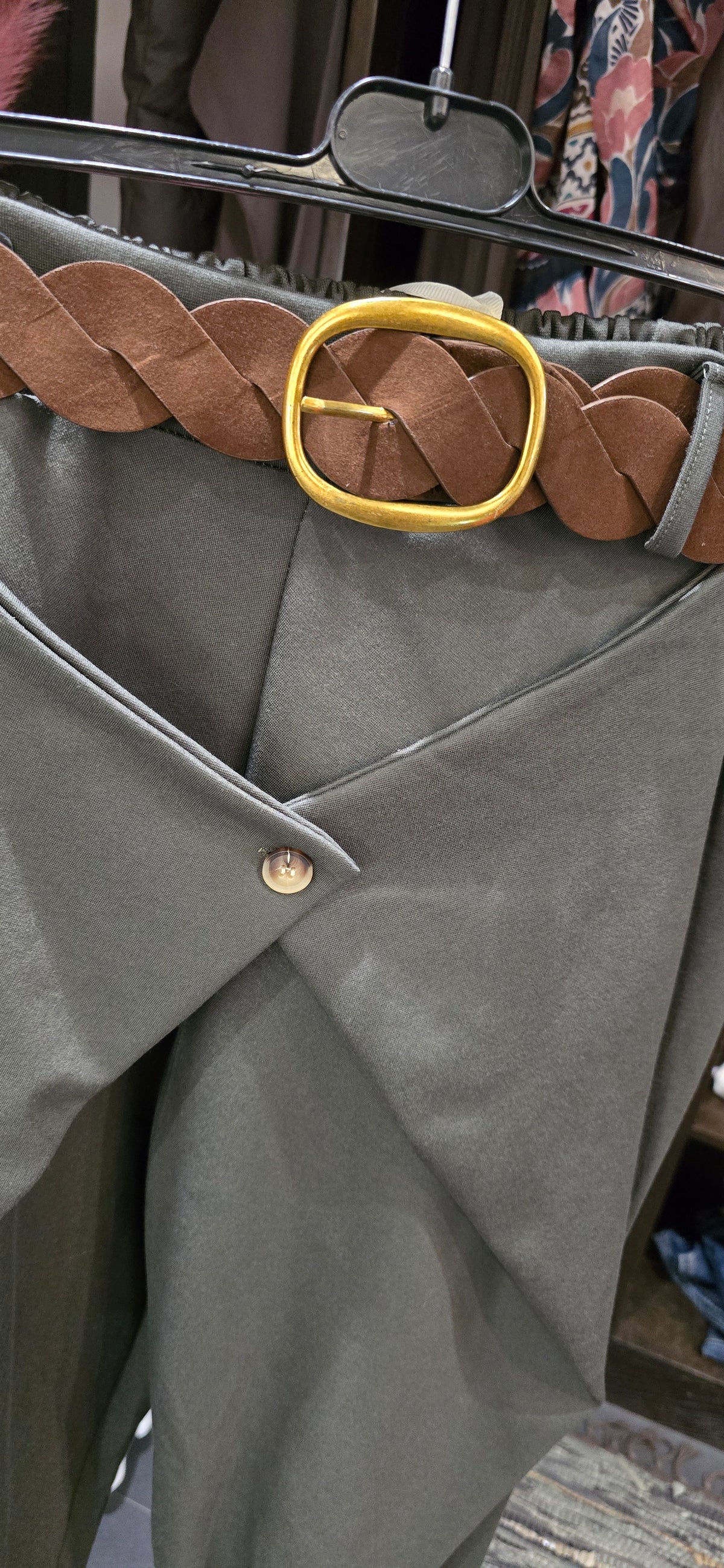 Pantalone punto milano con patta verde