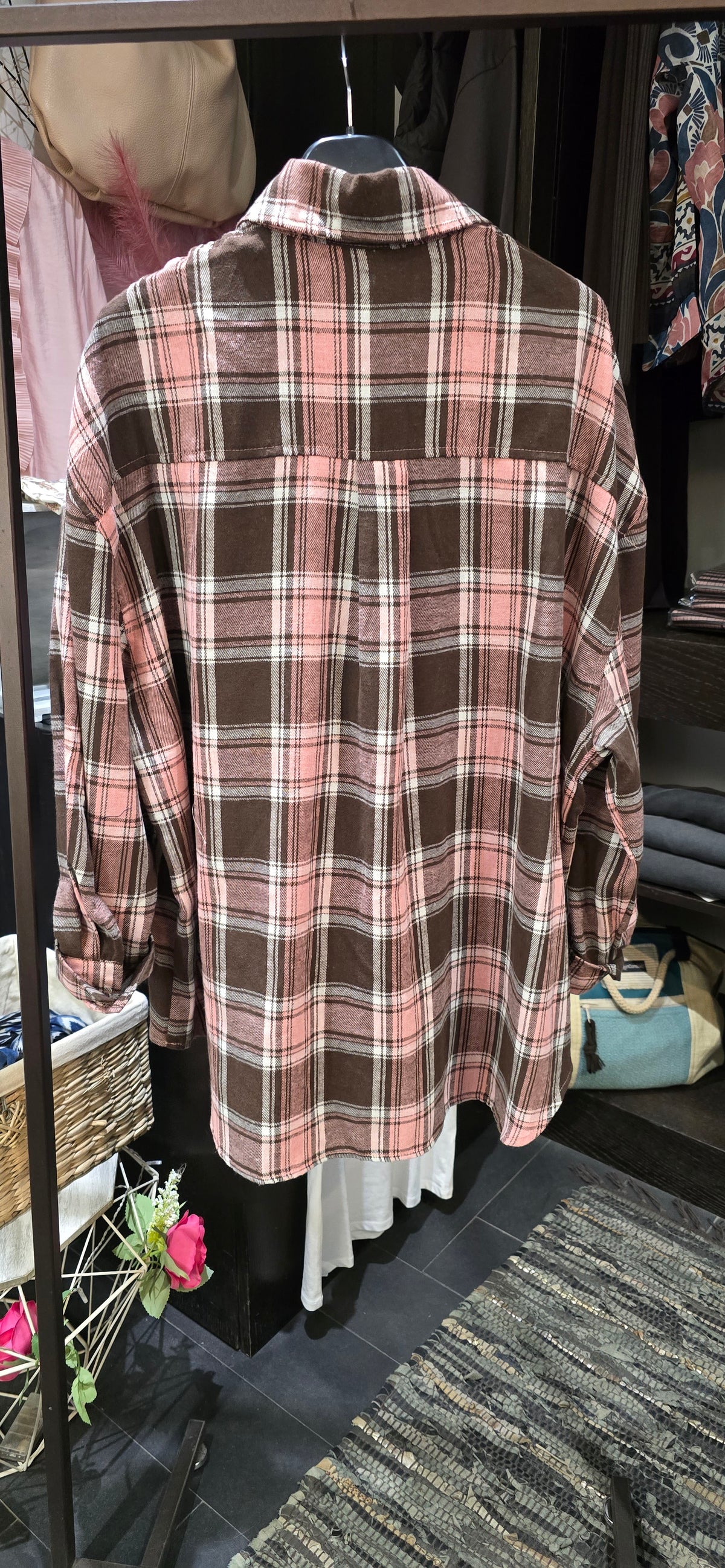 Camicia spillette quadri rosa