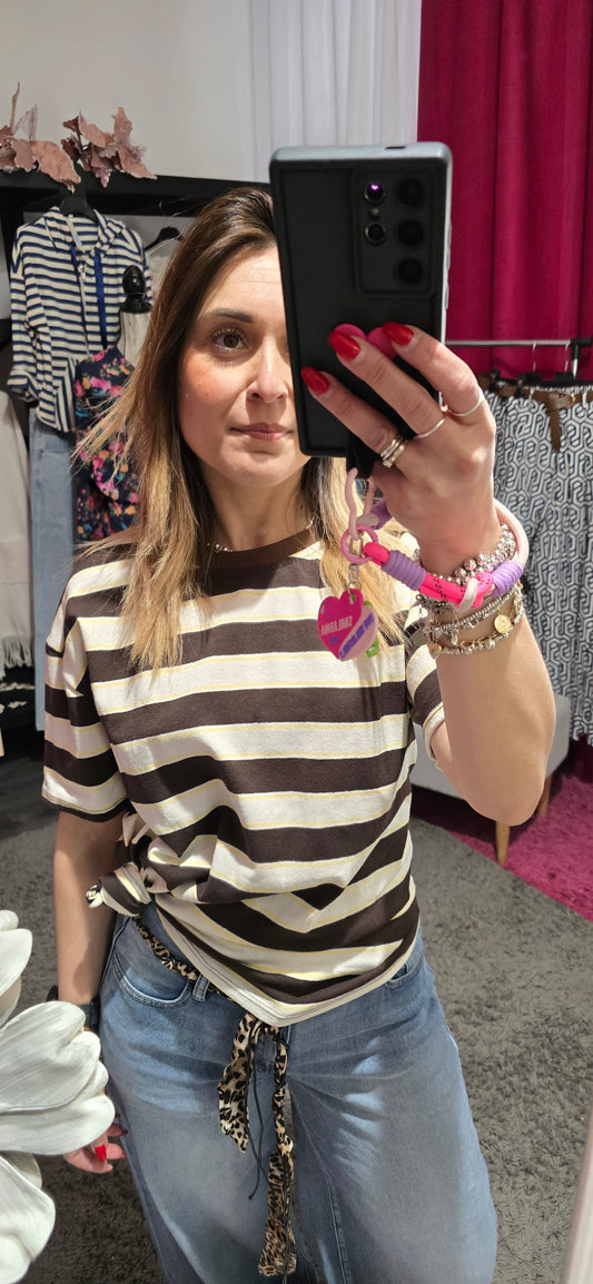 T shirt righe moro/ giallo