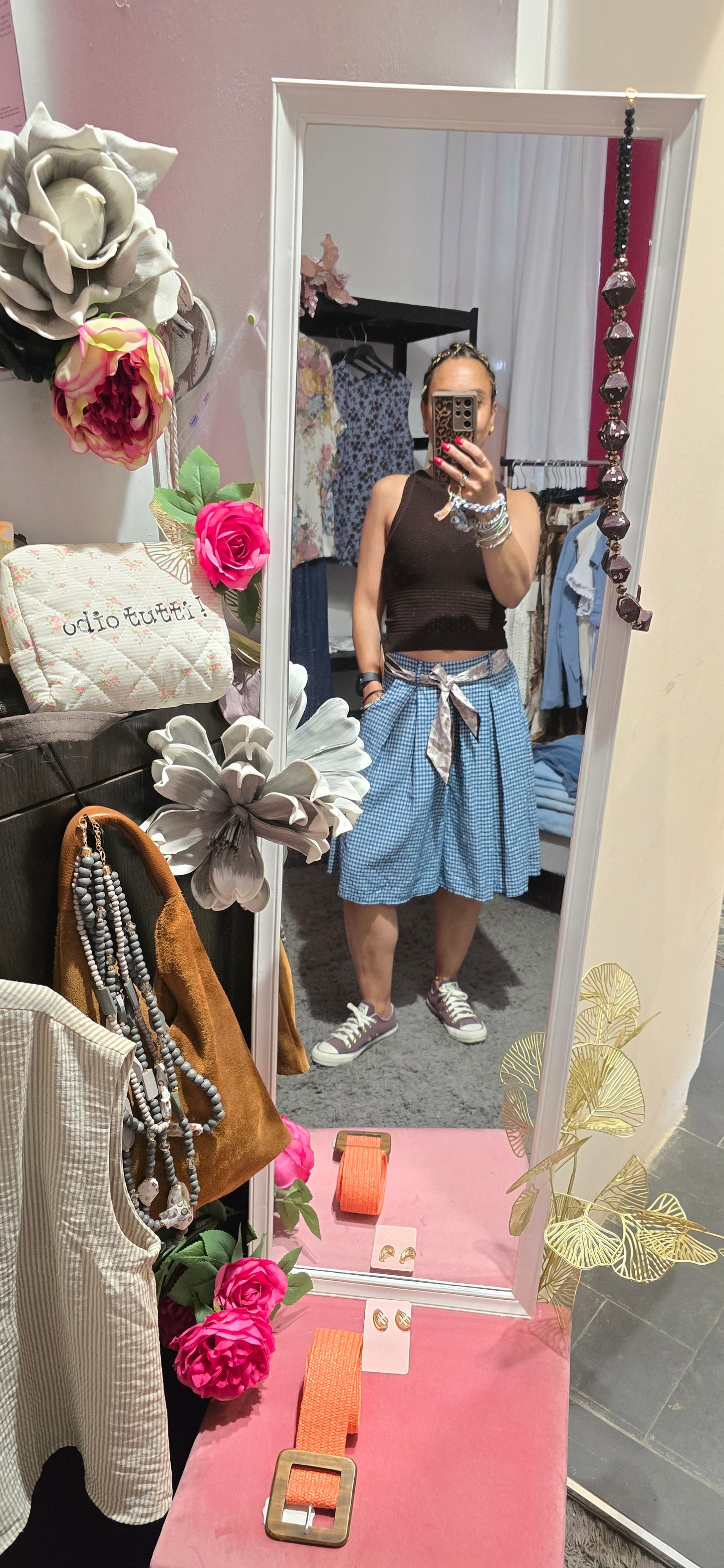 Bermuda quadretto con foulard