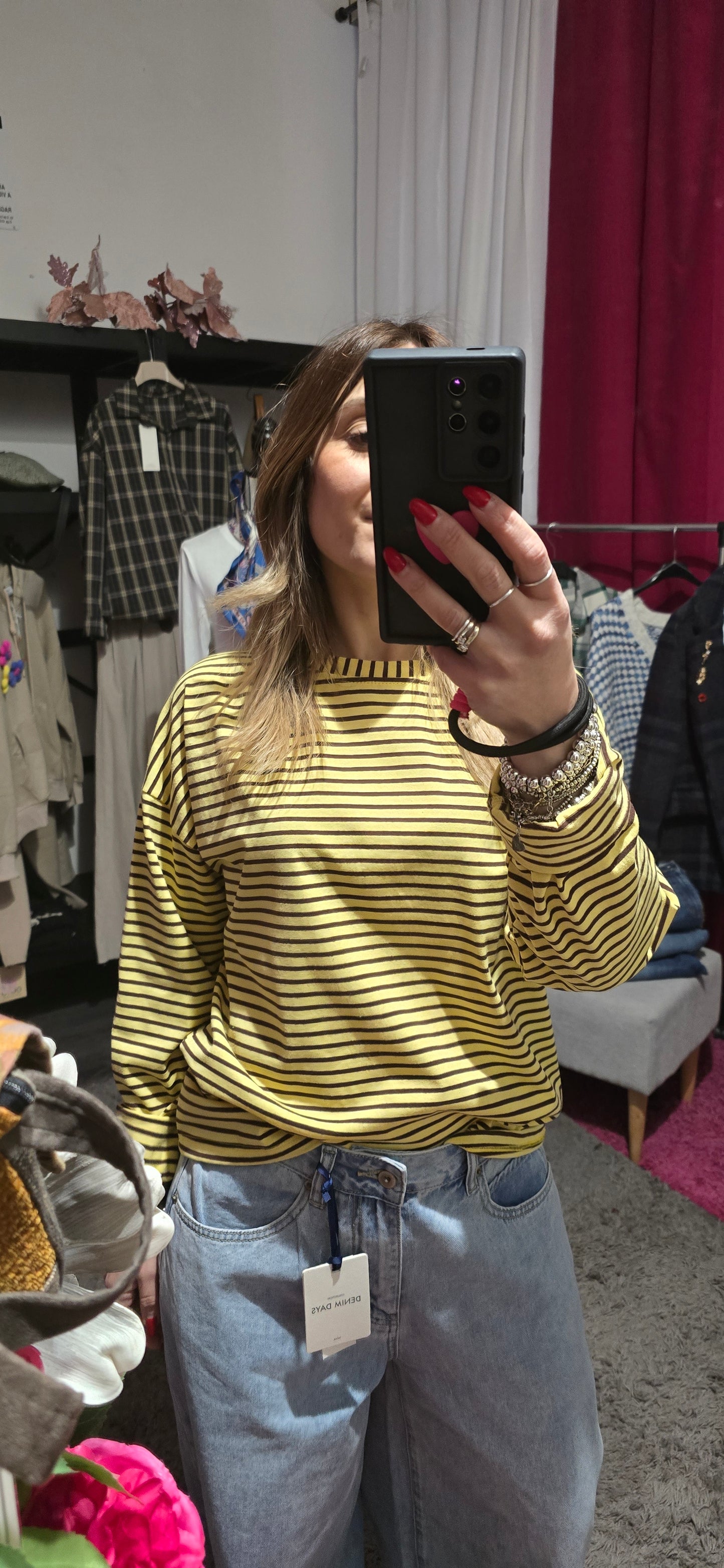 T shirt righe giallo / moro