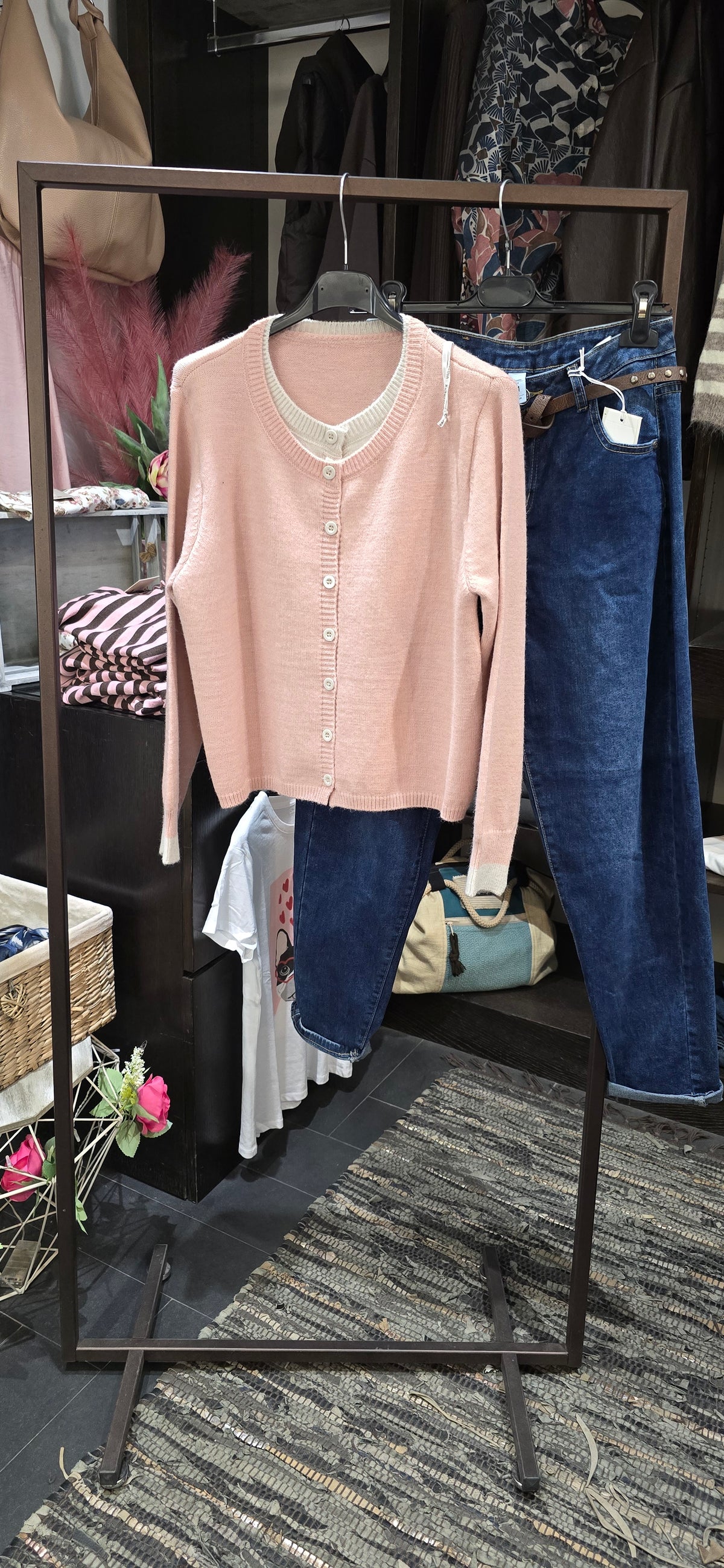 Cardigan doppio rosa