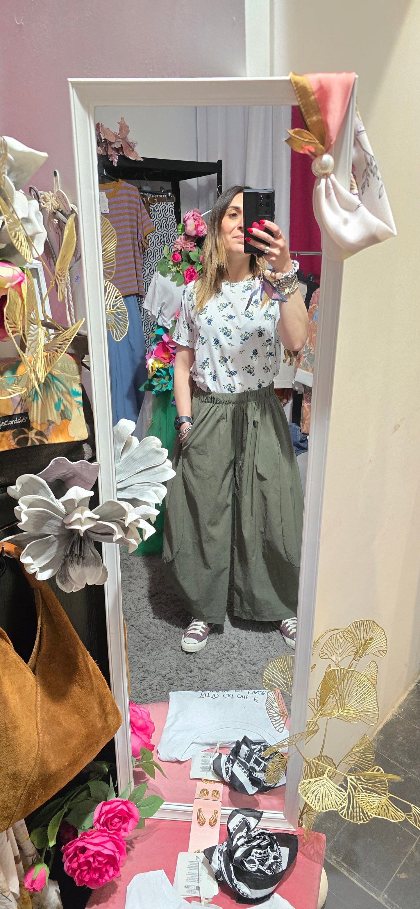 Pantalone verde balloon