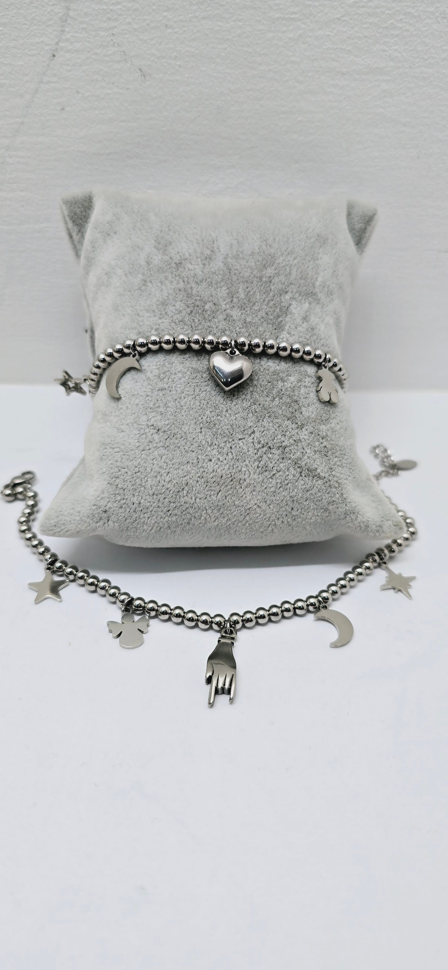 Bracciale charms acciaio silver