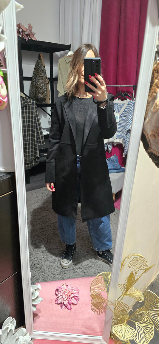 Spolverino scamosciato nero