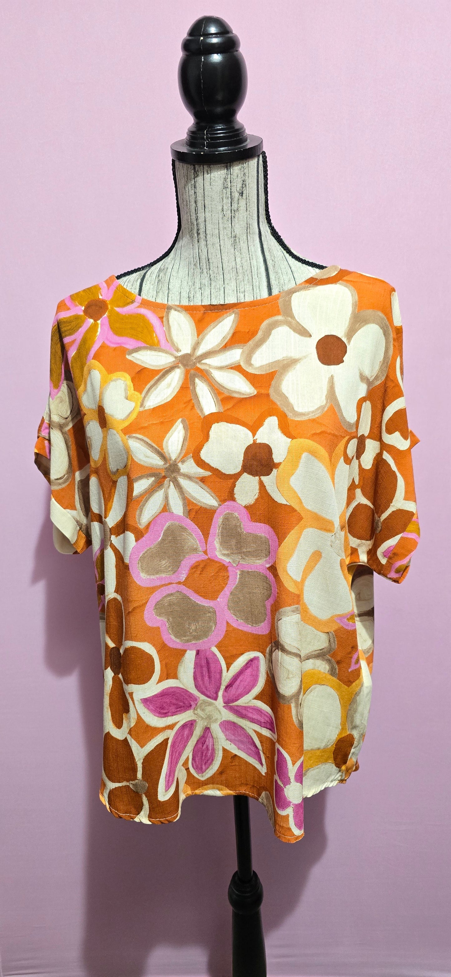 Blusa fiorata arancio