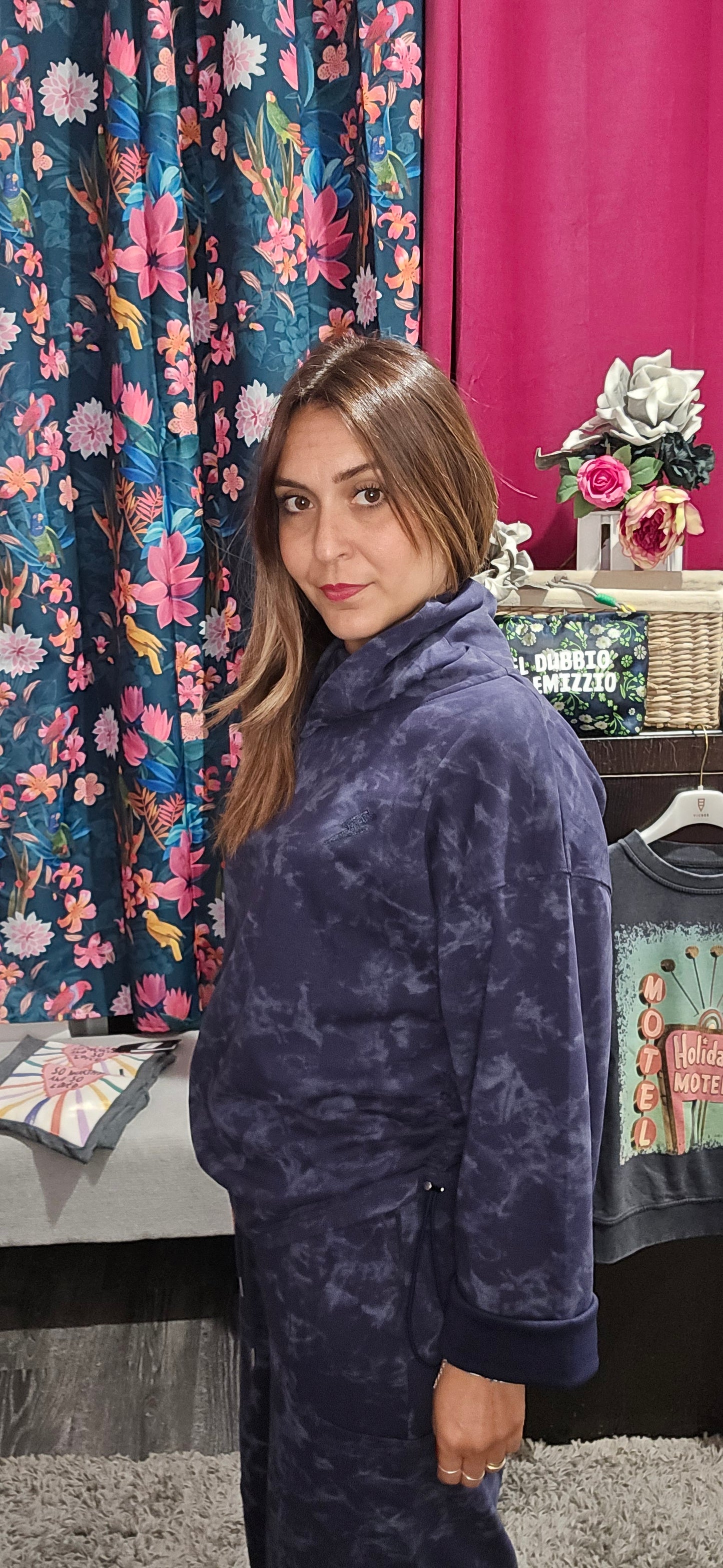 Felpa washed blu
