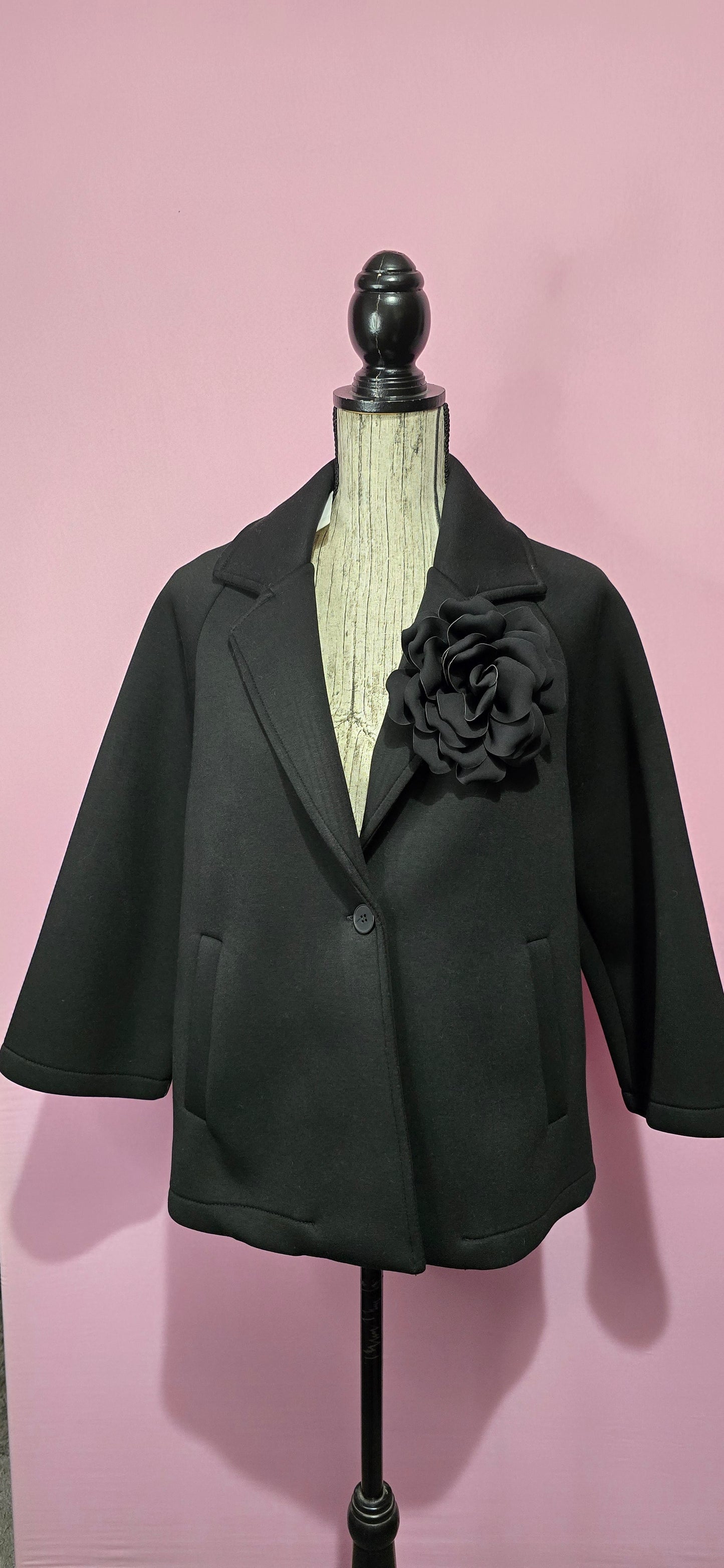 Blazer scuba con fiore applicato