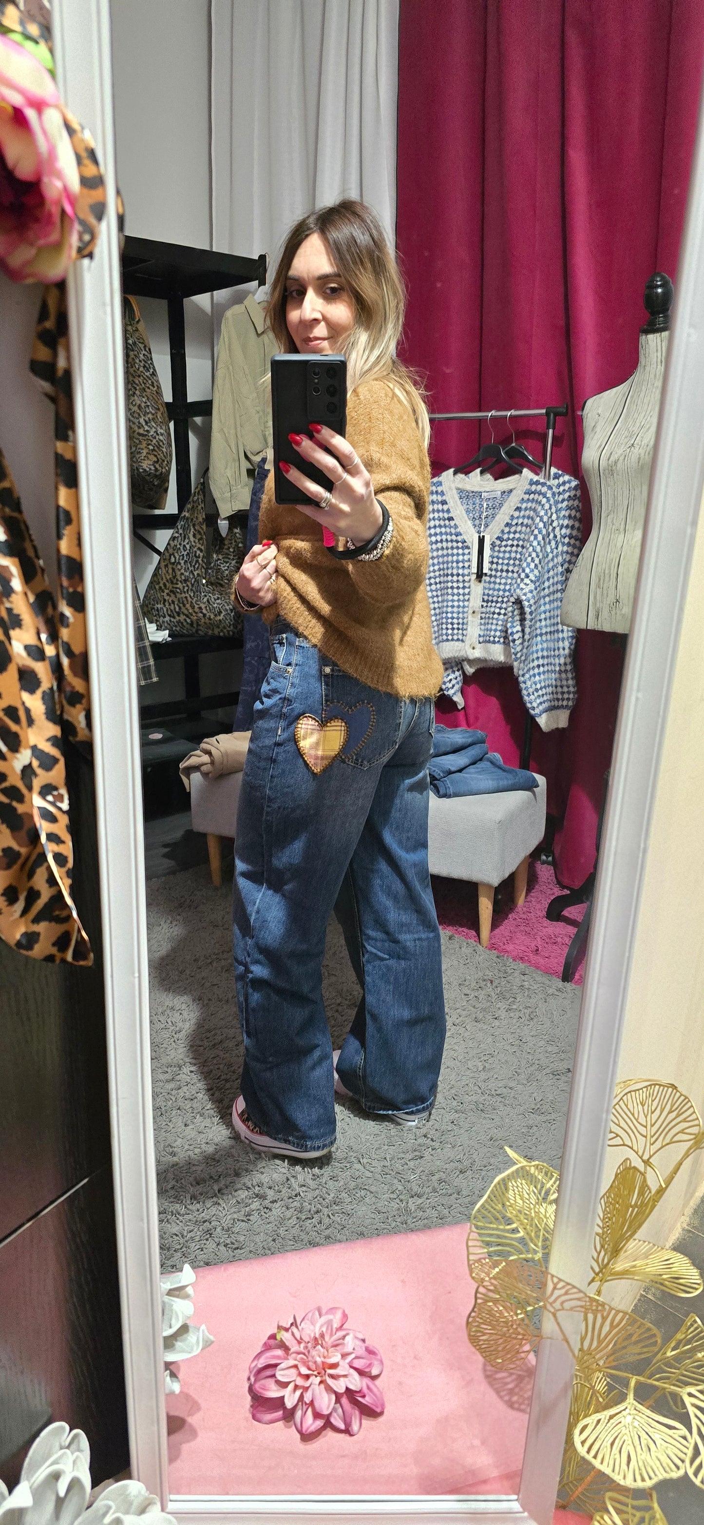 Jeans palazzo cuori