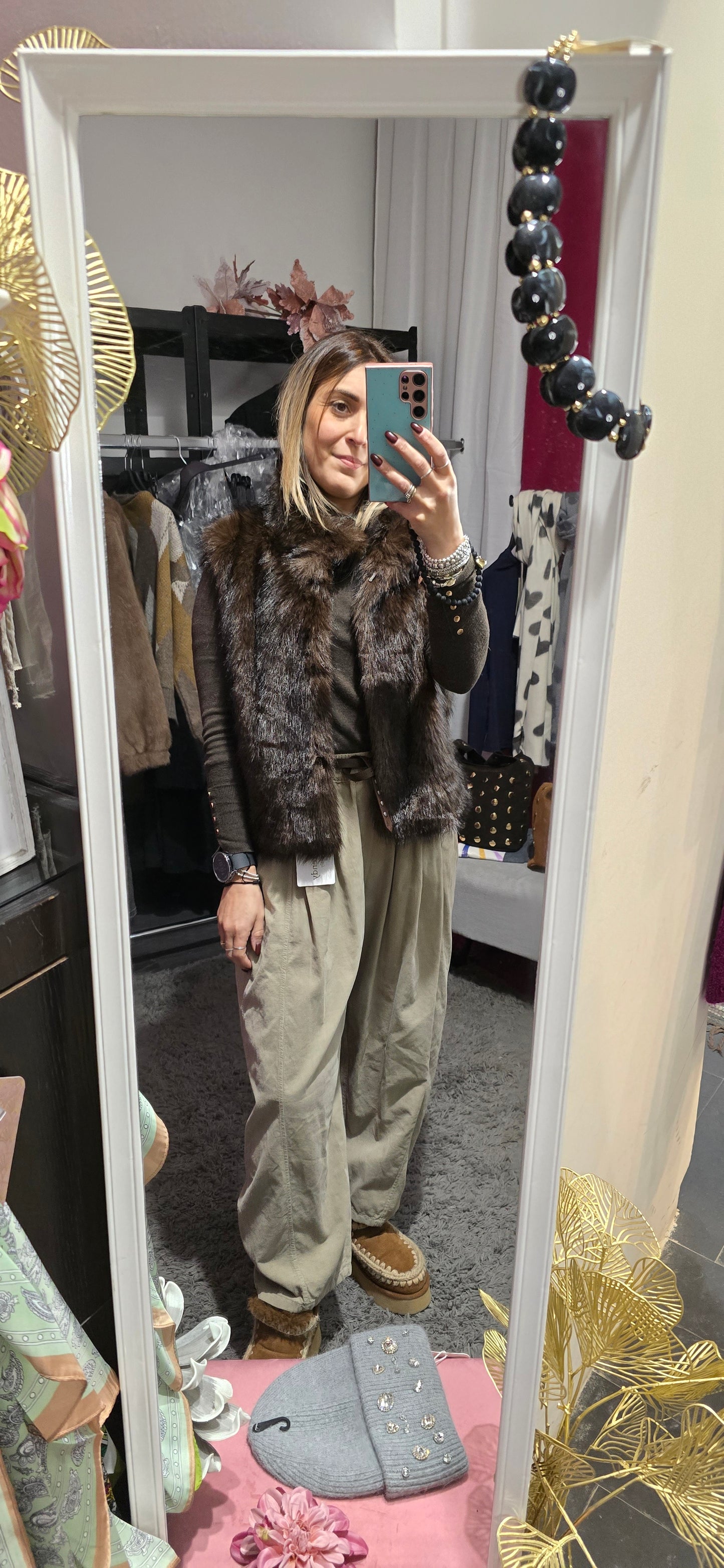 Gilet ecopelliccia moro